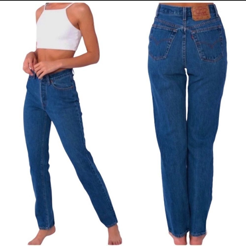RARE Vintage 90s Levi's 501 Women's Jeans High Rise Tapered Leg Dark Wash